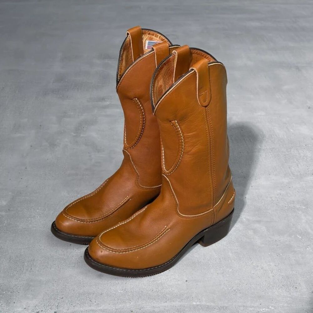 Vintage Double H 1511 Steel Toe Moc Toe Western Work Boots Men’s 9D USA Brown